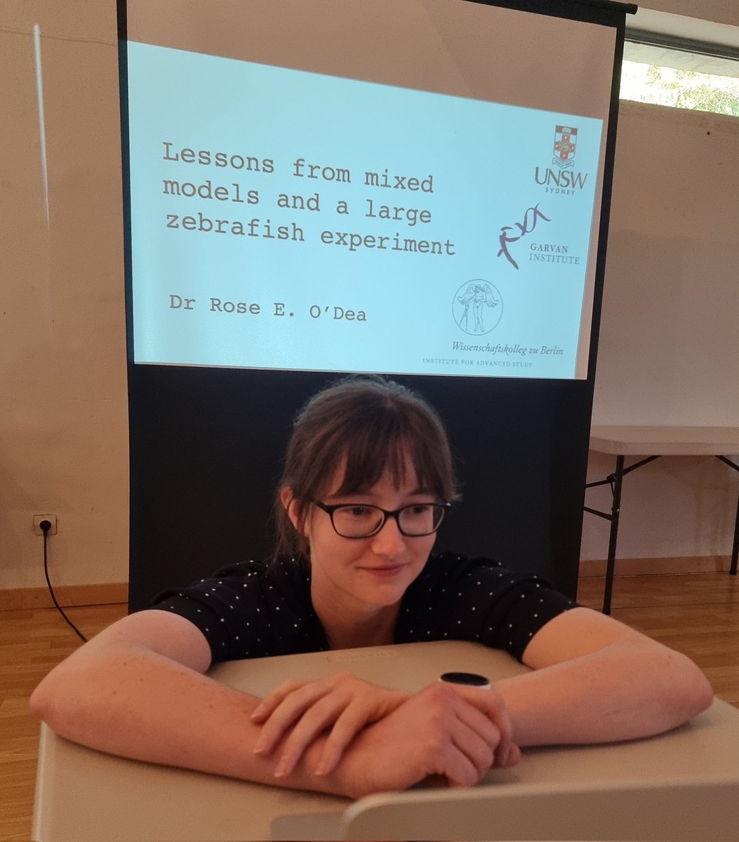 SQuID_Group's tweet photo. @rose_odea gives a smashing evening lecture on the usage of mixed models to estimate phenotypic variation in zebrafish, and how to do open and reproducible research within @sortecoevo https://t.co/xAFTZY6wLm