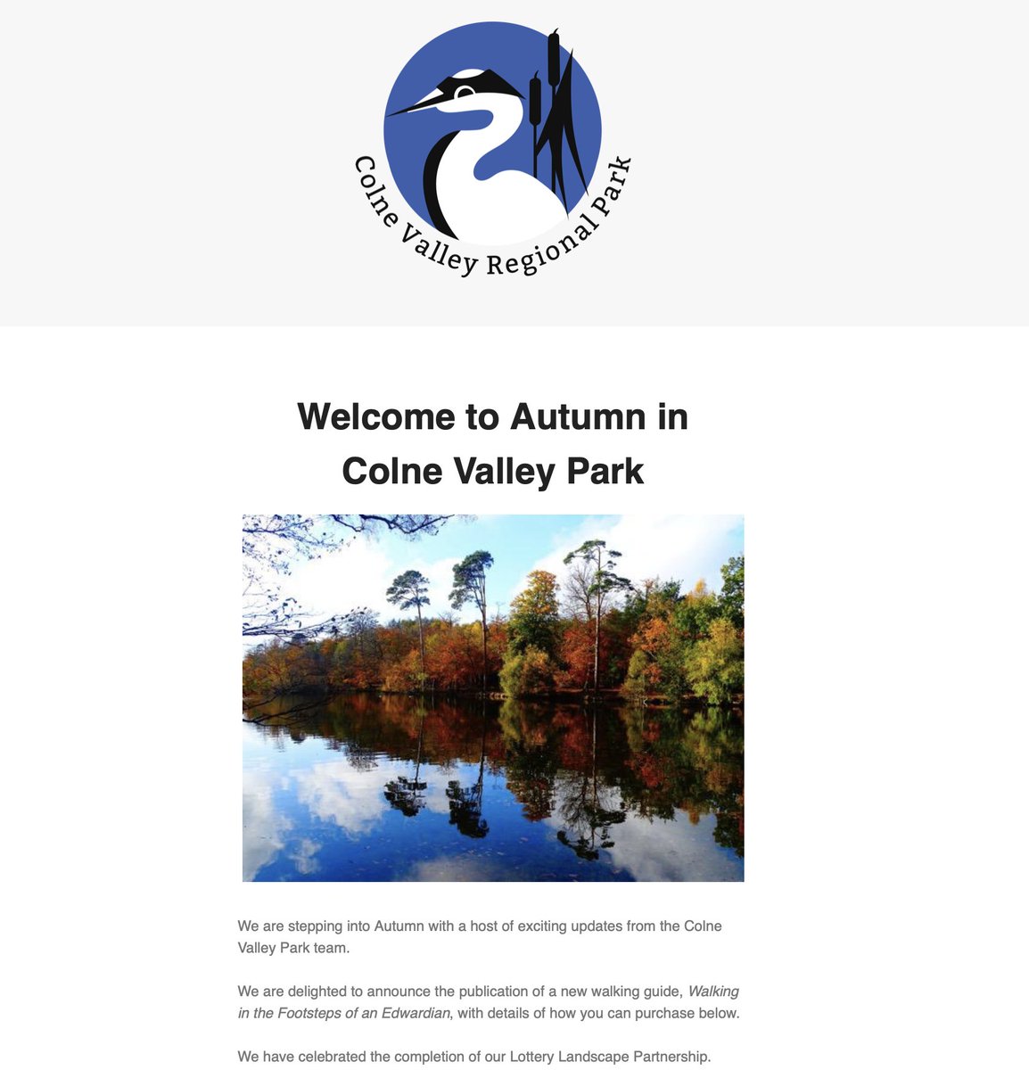 Colne_Valley's tweet image. Have you seen our latest E-Newsletter for Autumn? Take a look for lots of interesting information about Your Colne Valley Park...
mailchi.mp/ea3161f4da25/c…