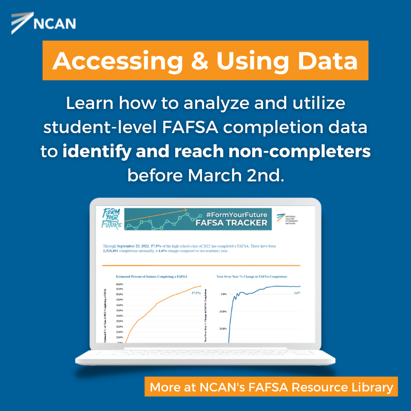 NCANetwork's tweet photo. The 2023-24 FAFSA is now open! 📄

NCAN's FAFSA Resource Library has a plethora of training approaches, tools, and data for counselors &amp; other practitioners to use to help 100% of their students complete the form and unlock financial aid!