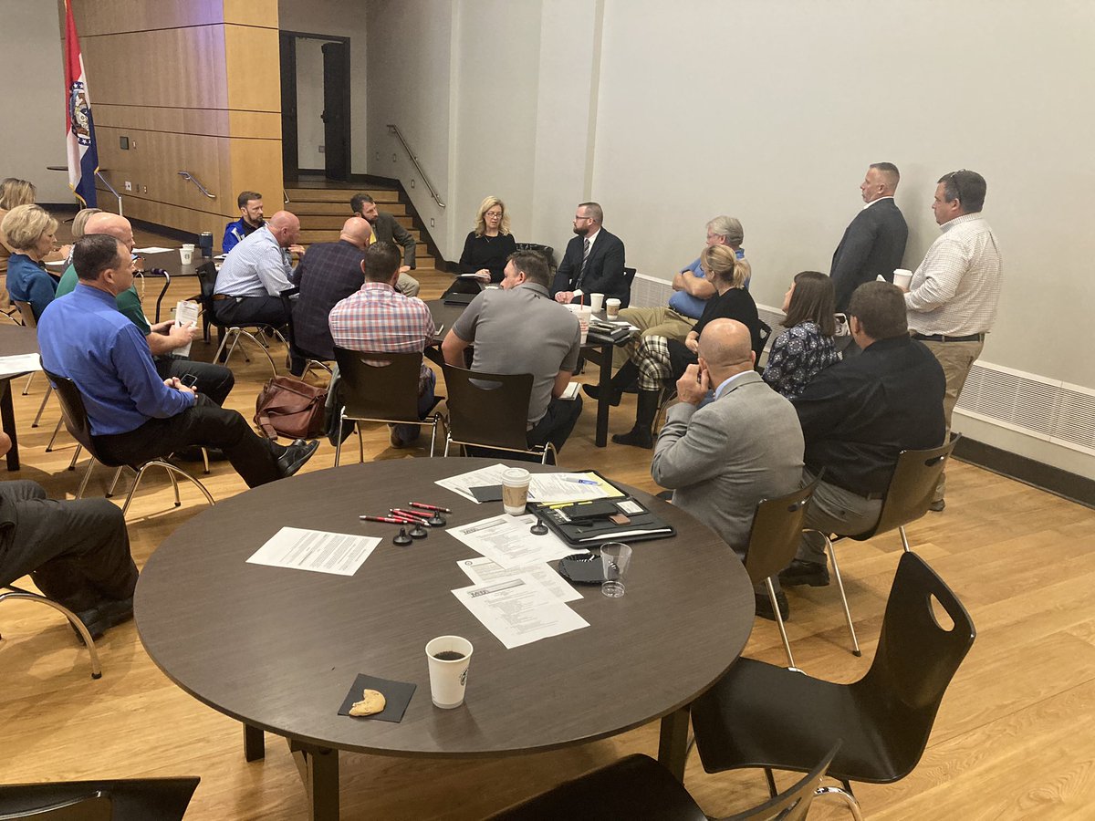 BryanMcDonaldPD's tweet photo. Great conversations at the West Central #MASALeaders meeting on the UCMO campus. Thanks to EdCounsel, Mickes O’Toole and Guin Mumford legal counsel for leading round tables. #ucmoedlead #UCMoCOE https://t.co/f34gVKwqlV
