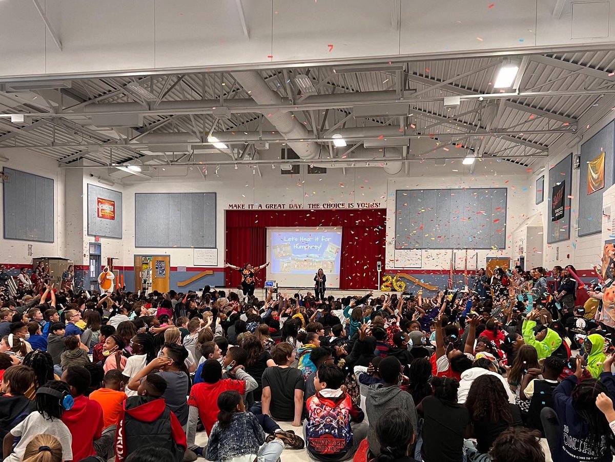AnthonyBurnsE's tweet photo. We kicked off our One Book for All Dragons today! Our entire school will be reading School Days According to Humphrey. We had some wonderful hamster volunteers! Thank you to our school board members who were able to join our kickoff! #elevatestafford #abesstrong https://t.co/fHAUpdl6rH