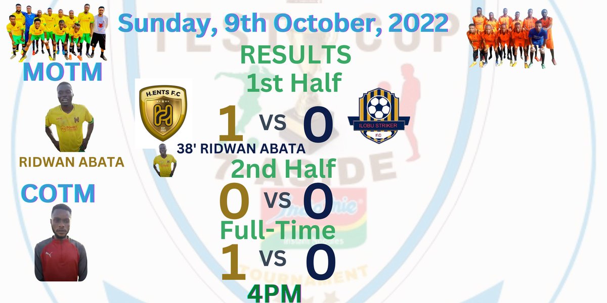 LSLPremierNow's tweet photo. TEST CUP: @LSLPremierNow @IndomieNigeria #TESTCUP Round of 16 Results. Fixtures 7 &amp; 8. https://t.co/Hp6MwfA4Nr