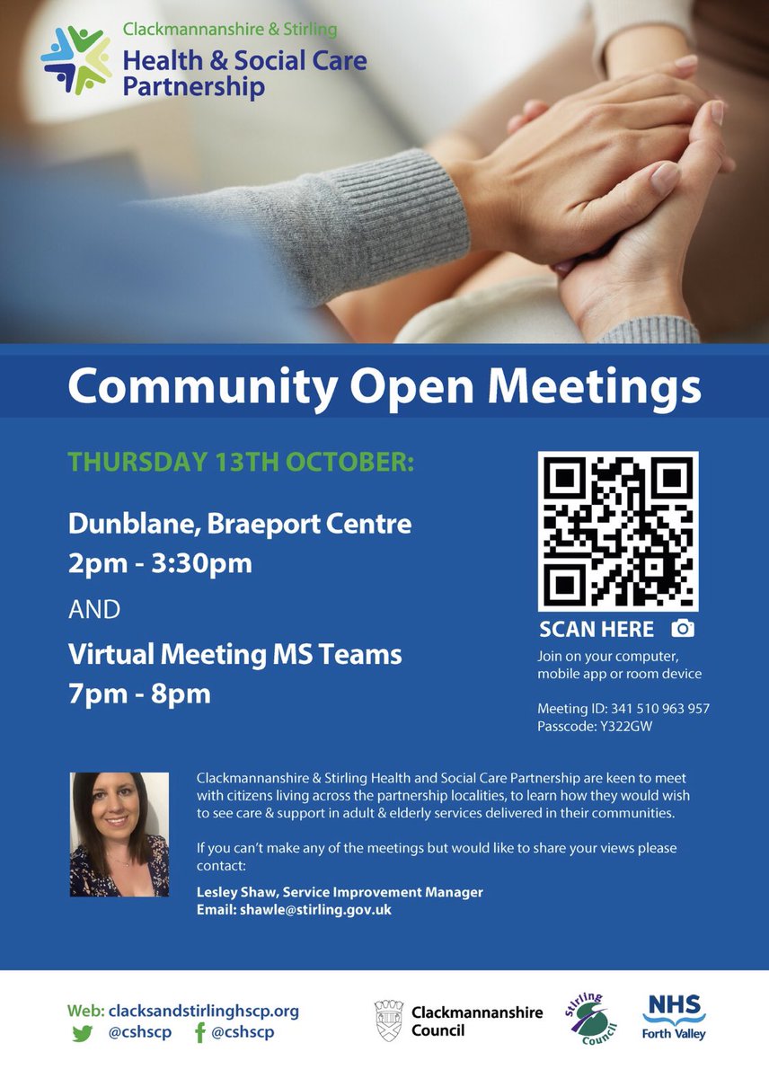 Join us tomorrow in person at Braeport Centre, #Dunblane or virtually tomorrow evening on Teams and help shape our new strategic plan. <a href="/DrKathBrennan/">Kathleen Brennan</a> 
<a href="/StirlingCouncil/">Stirling Council</a> <a href="/DunblaneCC/">Dunblane Community Council</a> <a href="/dunblaneinfo/">Dunblane.info</a> <a href="/AllanRennie1/">Allan Rennie</a> @bobbarroz @Anita_outdoors <a href="/StirVolunteer/">SVEnterprise</a> <a href="/StirlingCarers/">Stirling Carers</a>