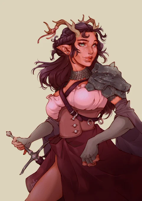 Moxie  another day another comm. who doesn't love a pink tiefling?? 