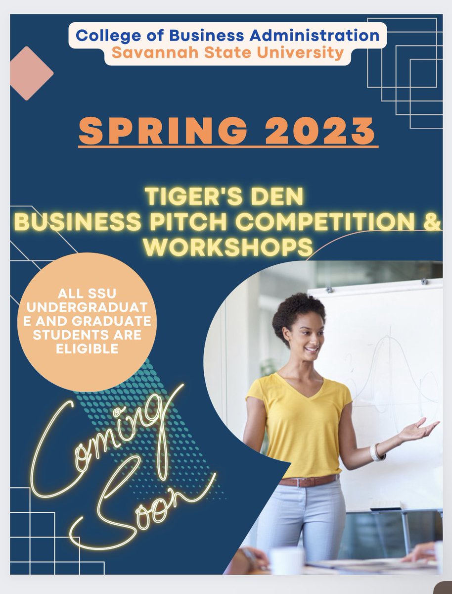 ssucoba's tweet photo. It’s Back ! Don’t miss out on our business pitch competition &amp; workshop. Details coming soon

#savannahstate #university #ssu #ssu23 #ssu24 #ssu25 #ssu26 #businesspitch  #competition #workshop #comingsoon #collegeofbusinessadministration #coba #hbcu https://t.co/rlYoKtqJtK