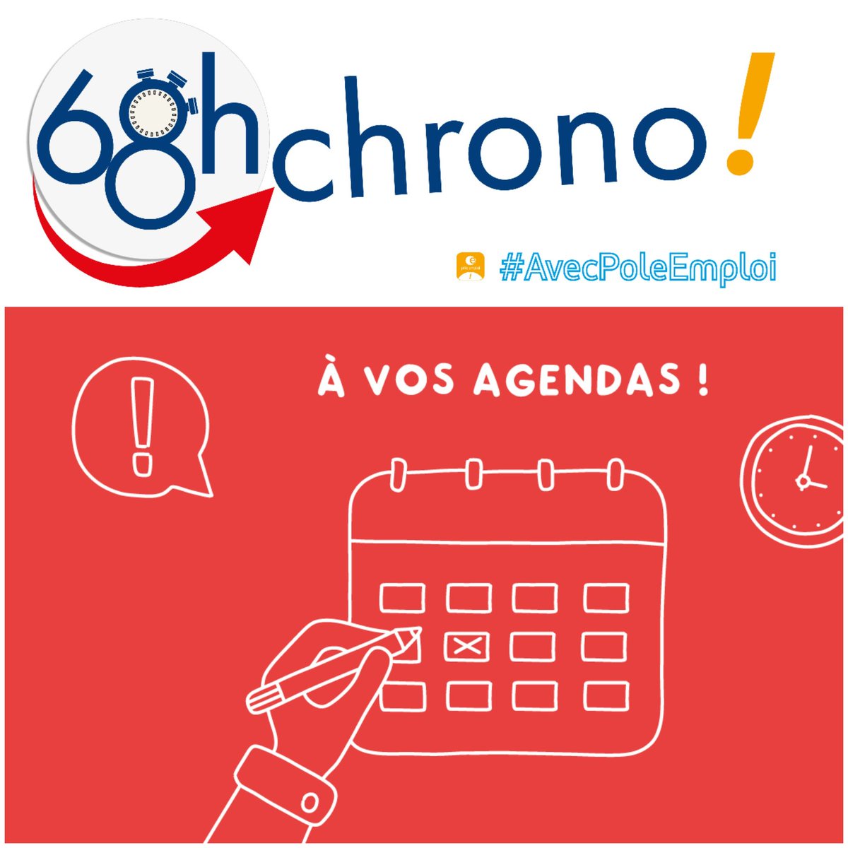 📌 ‼️[ #SaveTheDate : 68h'Chrono dédiées aux métiers du #Commerce et de l'#Artisanat] 🗓  Rendez-vous du 12 au 24 octobre @poleemploi_GE #HautRhin pour des rencontres #Emploi #formation avec des professionnels du secteur👍 Retrouvez l'agenda : plmpl.fr/c/BRqvq