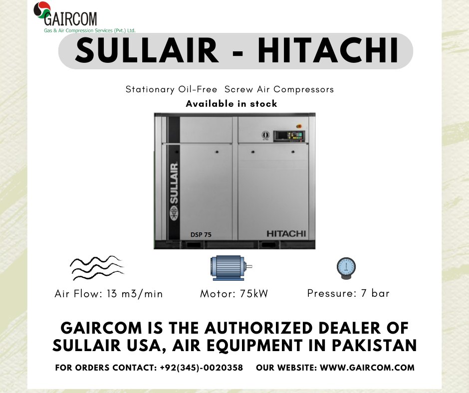 Gaircom2's tweet image. SULLAIR-HITACHI DSP 75 available in stock,

To place orders and for all product-related details please visit our website link below:
gaircom.com
#GAIRCOM #sullair #hitachi #industrialequipment #distributor #compressor #oilfreeair