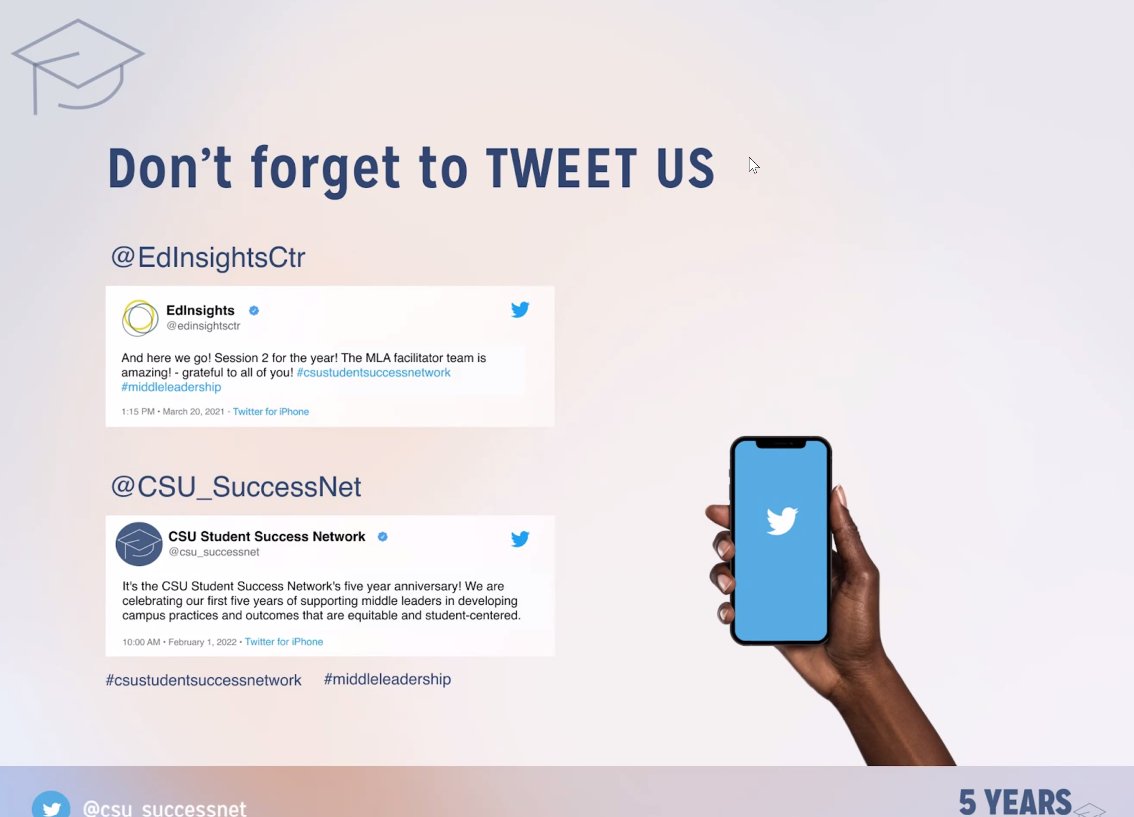 CSU_SuccessNet's tweet image. We would love to hear your thoughts on the 2022 Annual Conference! Stay engaged in the conversation. #CSUStudentSuccess2022