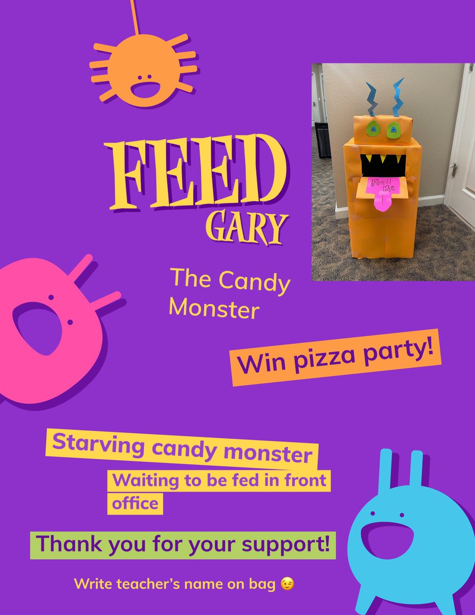 Manatee Cove Elementary PTA (@covepta) on Twitter photo Pass by <a href="/VCSManateeCove/">Manatee Cove Elementary</a> front office or send candy donation with your child to #FeedGary the candy monster. Don’t forget to write the name of the teacher for class credit towards prize! #MCEPTA #SupportYourPTA #TrunkOrTreat #CandyDonations Pass by <a href="/VCSManateeCove/">Manatee Cove Elementary</a> front office or send candy donation with your child to #FeedGary the candy monster. Don’t forget to write the name of the teacher for class credit towards prize! #MCEPTA #SupportYourPTA #TrunkOrTreat #CandyDonations