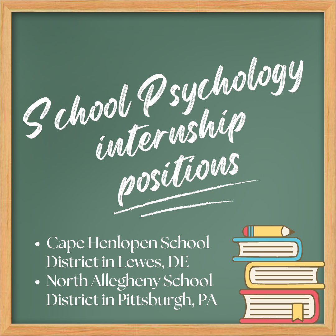 Applications for school psychology internship positions at the Cape Henlopen School District and North Allegheny School District are now open! 

Cape Henlopen: applitrack.com/capehenlopensc… 

North Allegheny: applitrack.com/northallegheny…
