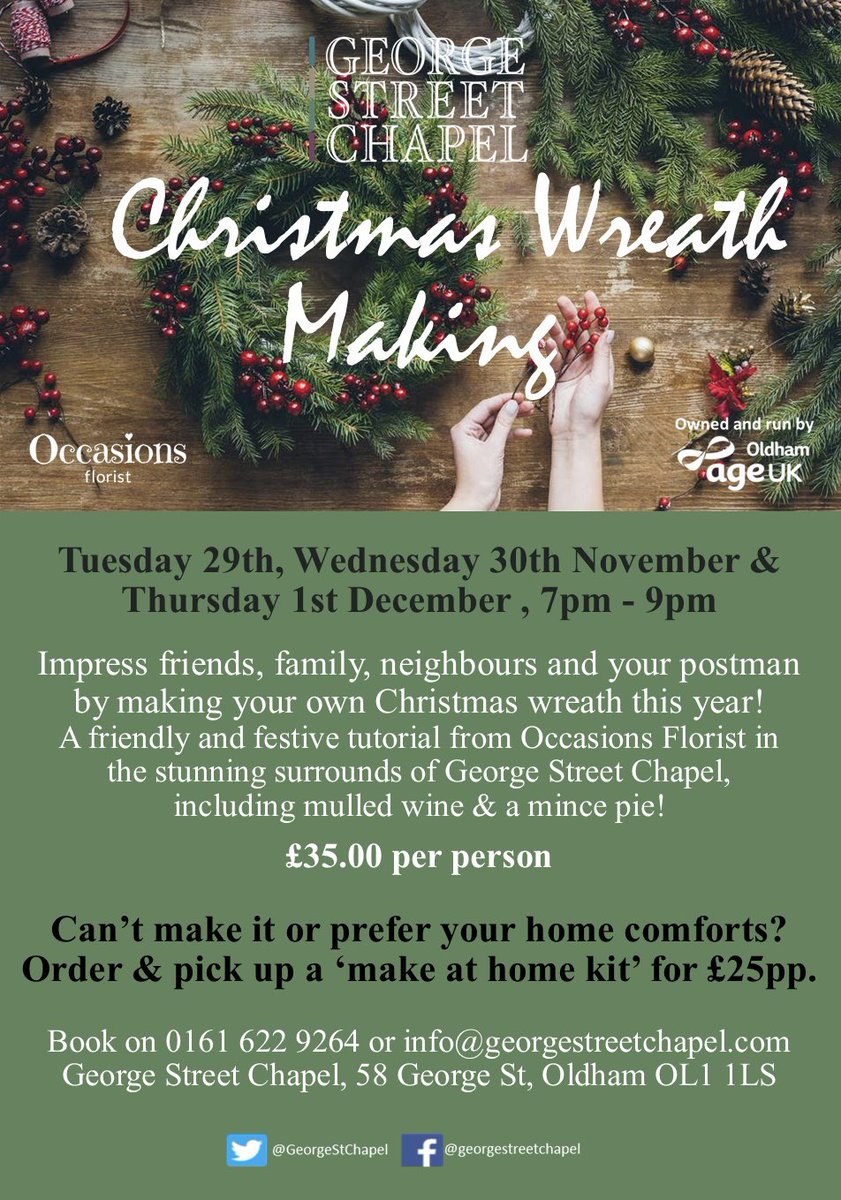 #wreathmaking #oldham #christmasiscoming join us at this beautiful event! Or if you can’t, order our home kits which come with full instructions
