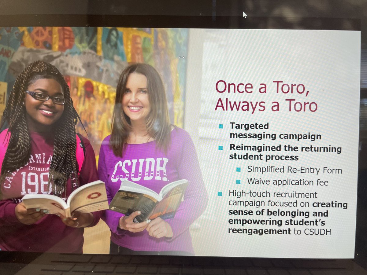 LMercadoLopez's tweet image. The @DominguezHills “Once a Toro, Always a Toro” program is inspiring! The concierge approach helps students feel fully supported throughout the re-enrollment process. #csustudentsuccess #csunetwork