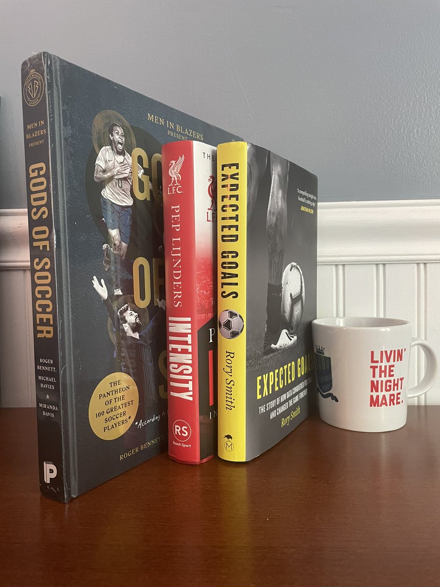 Fall reading list: Gods of Soccer by <a href="/rogbennett/">roger bennett</a> <a href="/embassydavies/">Michael Davies</a> &amp; Miranda Davis, Expected Goals by <a href="/RorySmith/">Rory Smith</a>, and Intensity by Pep Lijnders <a href="/LFC/">Liverpool FC</a> <a href="/MenInBlazers/">Men in Blazers</a>