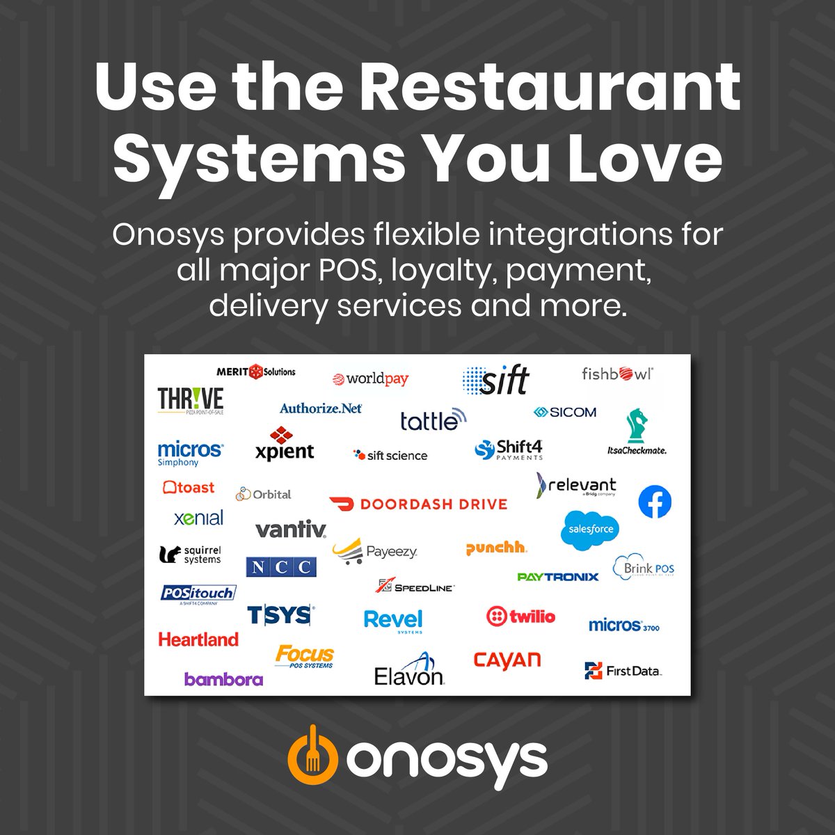 When looking for an #onlineordering system for your #restaurant, find a solution that is flexible and can integrate seamlessly with any of the major #POS, loyalty, payment providers, gift cards, CRM, and delivery service providers that you want to use. onosys.com