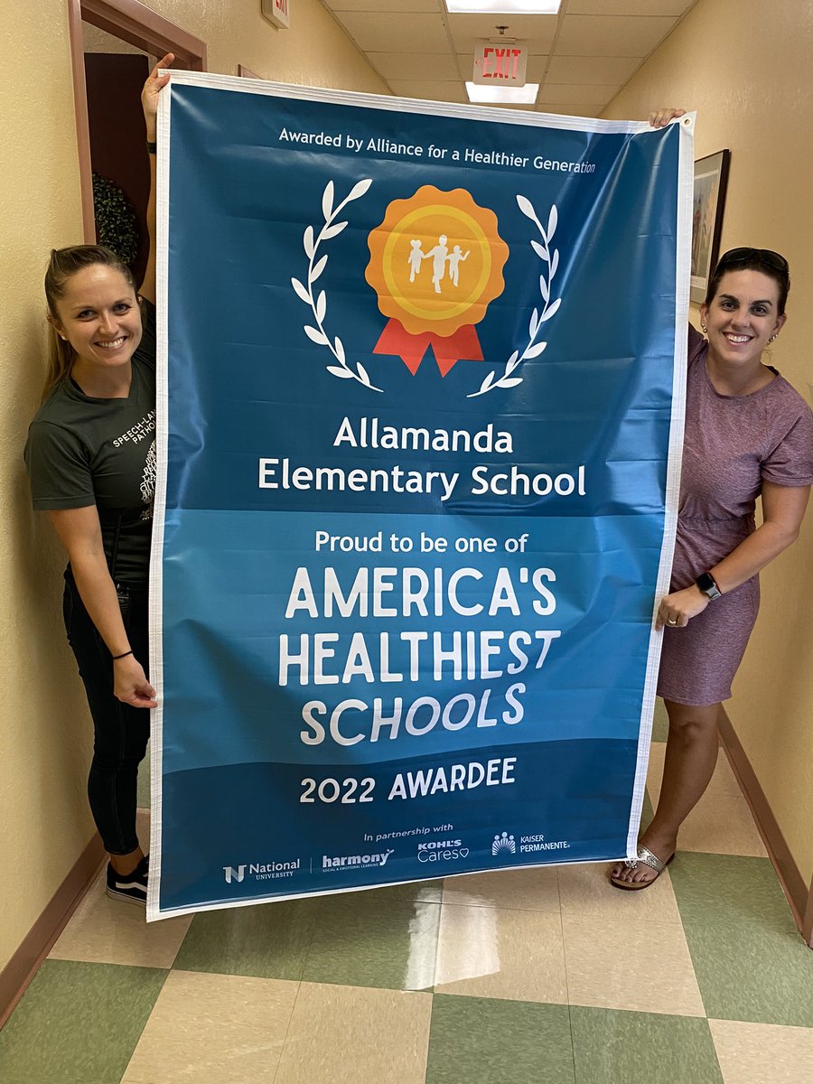 Hot off the press! Allamanda was recognized by the Alliance for a Healthier Generation!! Thank you to our amazing Choice Coordinator, Ms. Kirby for making sure we are recognized for all of our Health & Wellness initiatives! @pbcsd @mariabishop4 @CoachStarr_AP @Area4SuptPBCSD