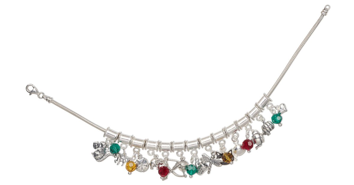 FireMtnGems's tweet photo. Here’s a modern twist on the classic charm #bracelet using tube beads with loops. 
#FMGDesign #DIYJewelry https://t.co/pP3q29OvvI