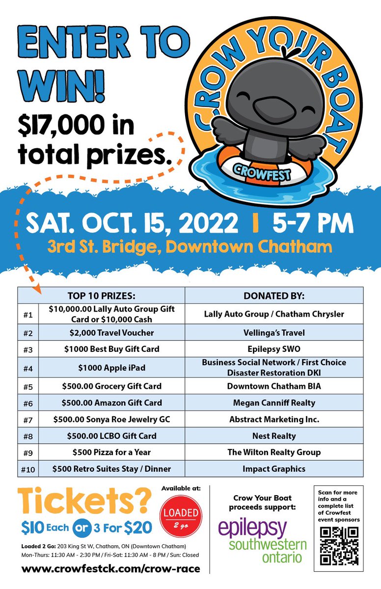 Why not grab some lunch from Loaded 2 Go and snag some Crow Your Boat tickets while you’re there?! 

crowfestck.com/about/crow-rac…

.
.
.
.
#crowfestck #crowfestchathamkent #chathamkent #chathamkentontario #chathamnkentsmallbusiness #buskers