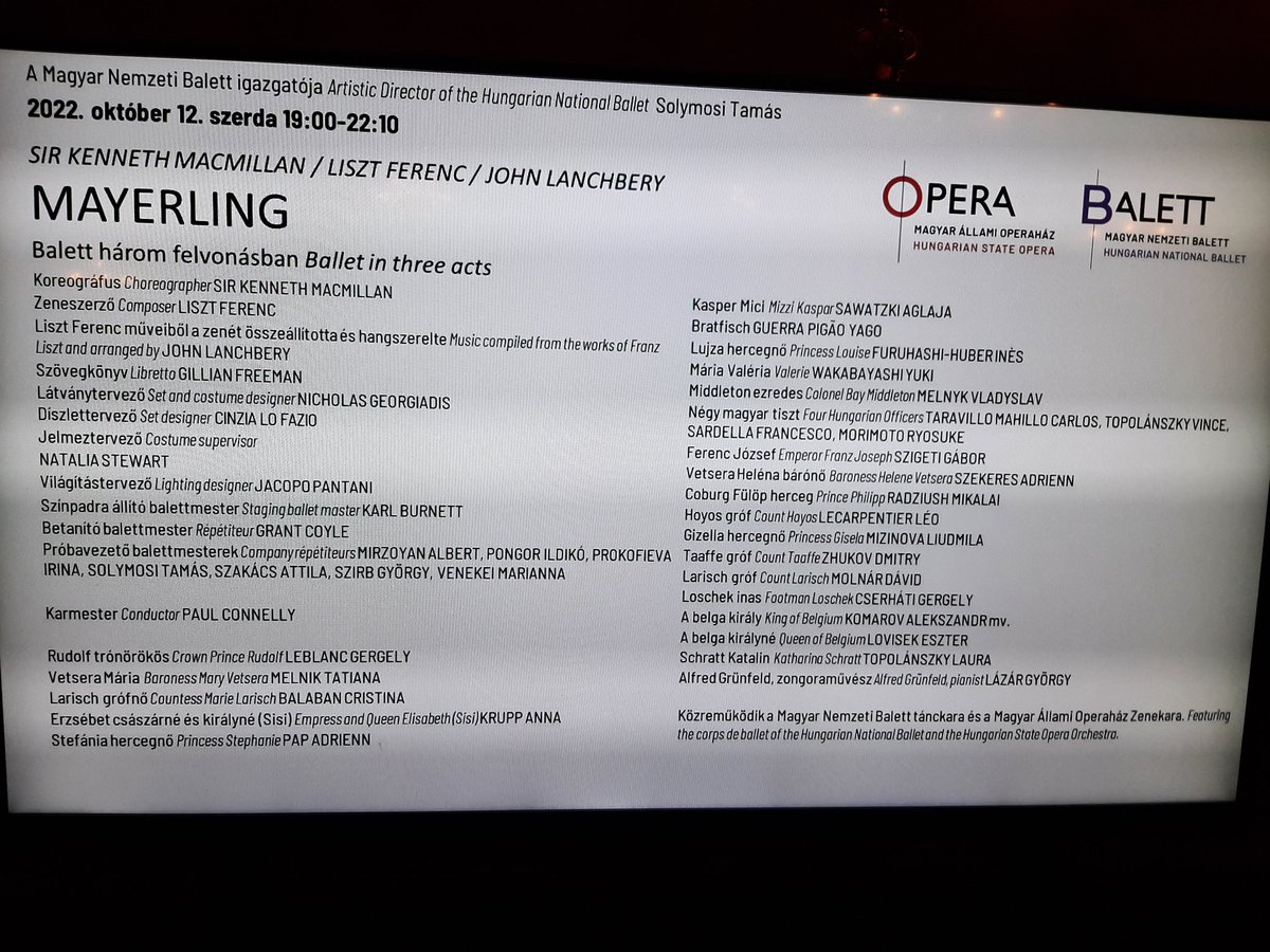 Mayerling, c'est aussi à Budapest en ce moment ! J'ai plus hâte de découvrir les danseurs hongrois que de revoir ce ballet à la fois déprimant et électrisant...