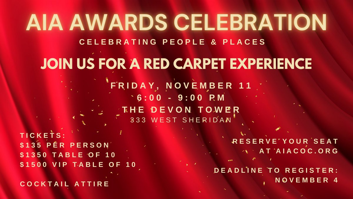 AIACOC's tweet photo. Join us for a red carpet experience on November 11th! #aiaawards #peopleandplaces https://t.co/pGzpQwVzHw https://t.co/chT68em6X7