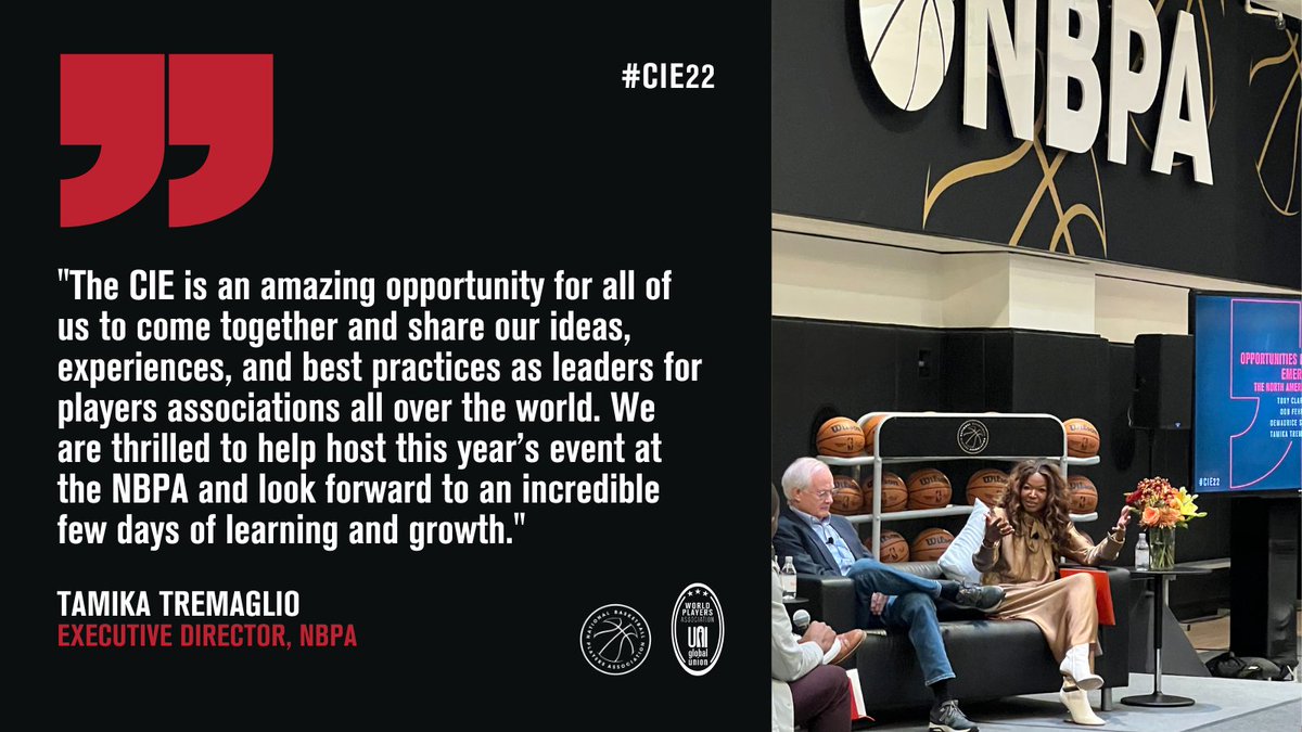 WorldPlayersWPA's tweet photo. Tremendous thanks to @TheNBPA for hosting us this week &amp; making #CIE22 possible✊

On our first panel of the day with heads of 4 major US PAs, @ttremaglioNBPA explored generational wealth &amp; why it's so critical for players in the commercialization conversation.

#WPAxNBPA https://t.co/EUtUvFAoc6