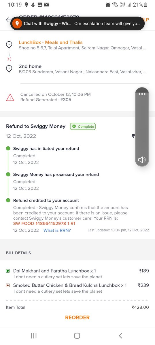 siddy2985's tweet photo. @Swiggy @harshamjty absolutely disgusted with 1 hour of no food, no response and no solution.
Restaurant doesn't have food, says swiggy hasn't updated menu and yet your team doesn't help. Great #poorCX https://t.co/3yGx2EjM1X
