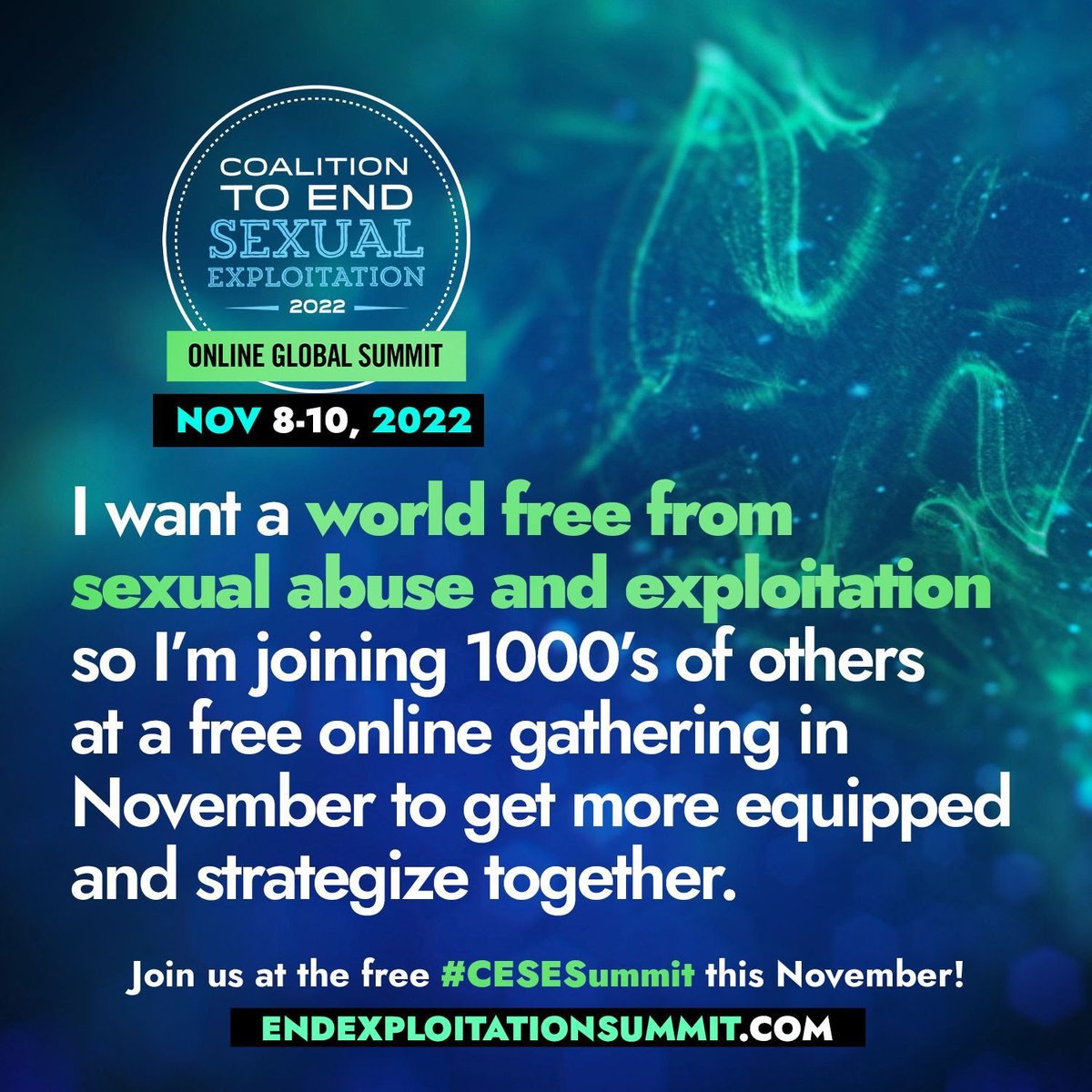 On November 8-10, 2022, the National Center on Sexual Exploitation is having a FREE Coalition to End Sexual Exploitation (CESE) Online Global Summit. Below is the registration link if you would like to attend. endsexualexploitation.org/cese-summit-20…