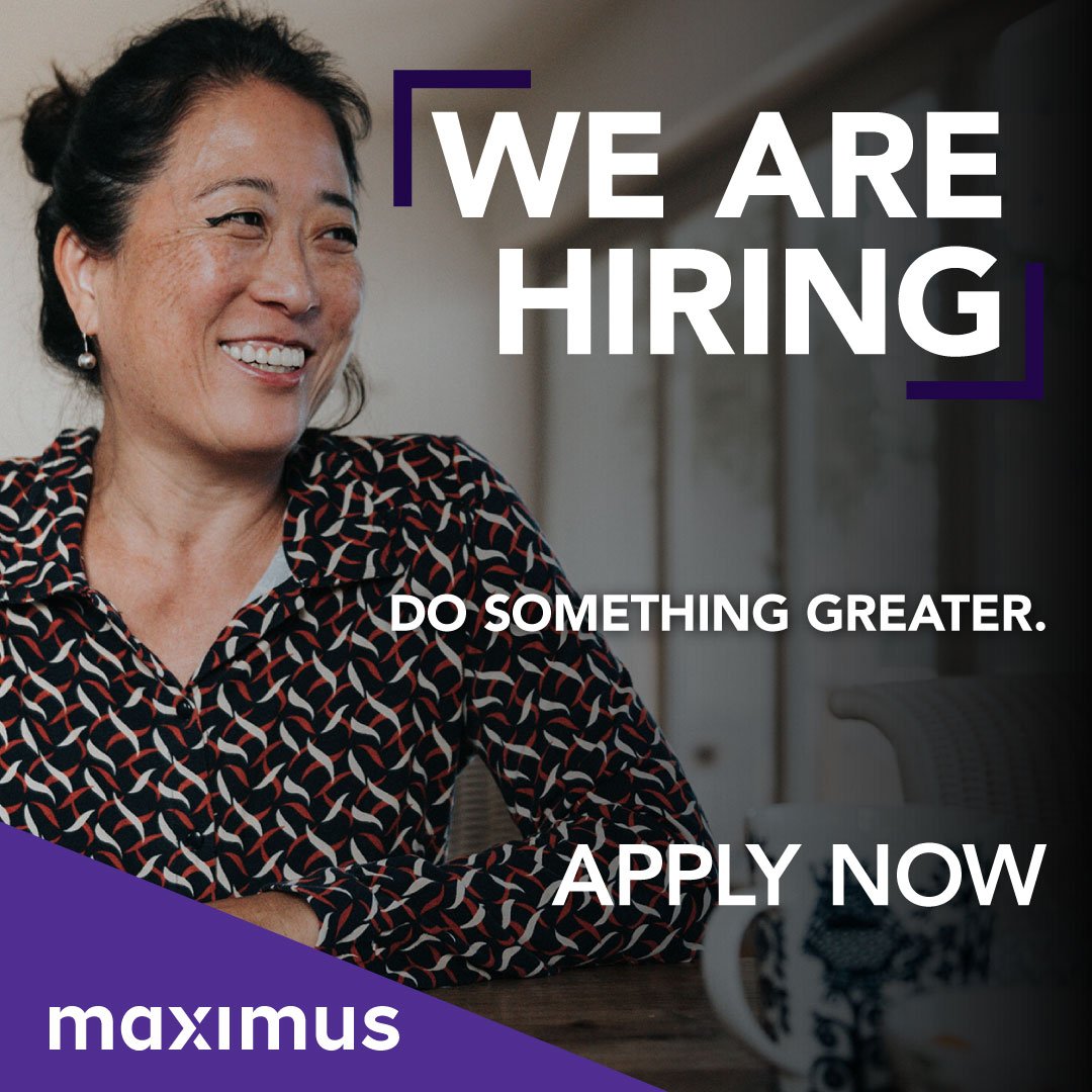 Maximus_news's tweet photo. 📢 We are hiring! Click to learn more about our tech, clinical, and CSR roles: https://t.co/w6pCOo0sto 

Apply today or tag a friend who might be interested.

#BeGreatAtMaximus #Hiring #Careers https://t.co/ygg3mH9fIO