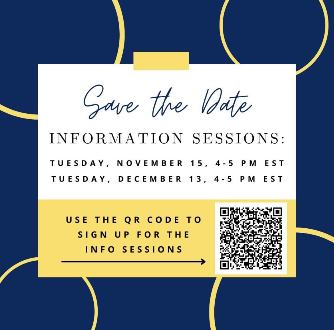 Save the Date for our information sessions for the ‘23-24 residency cycle!