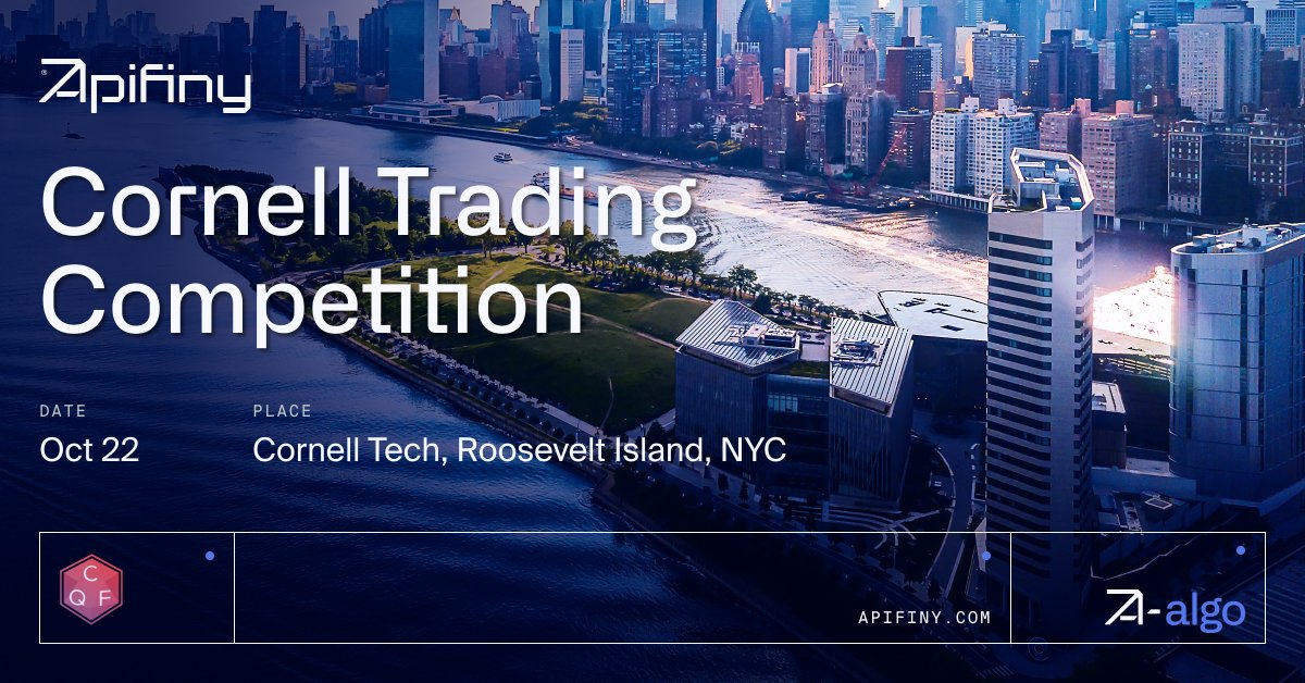 ApifinyCrypto's tweet photo. In the Cornell Trading Competition, what will participants need to do using Apifiny Algo?

🧵👇 https://t.co/rak6FJuT89