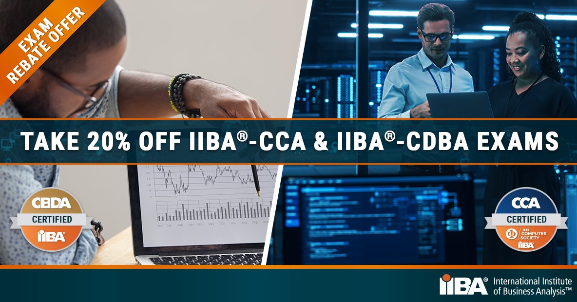 IIBA's tweet photo. Get a 20% rebate when you write the Cybersecurity Analysis Certification
(IIBA®- CCA) or Certification in Business Data Analytics (IIBA®- CBDA) exam by Oct 31st! Learn more: https://t.co/LMMdbRfVaM
#Cybersecurity #CybersecurityAnalysis #BusinessDataAnalytics #CCA #CBDA https://t.co/cYBIJjbgoi