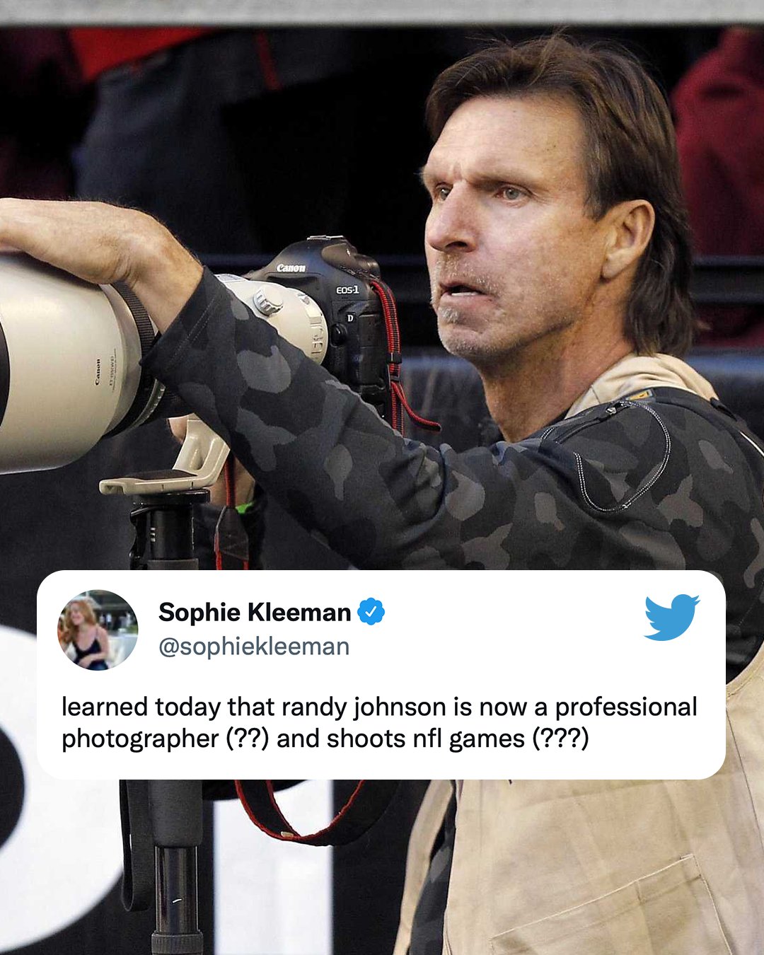 ESPN on X: ✓ Hall of Fame pitcher ✓ @NFL photographer Randy Johnson can do  it all 👏 (h/t @sophiekleeman)  / X