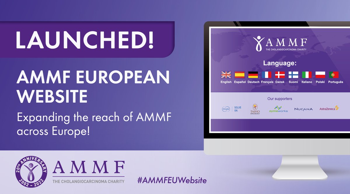CharityAMMF's tweet photo. Did you know that the #AMMF has launched a NEW European Website?
The European website provides information and support to those who need it, in 8 European languages.
Explore here: https://t.co/FccOVQGBEE
#AMMFEUWebsite #cholangiocarcinoma #LiverTwitter https://t.co/1BNSFXL1MG