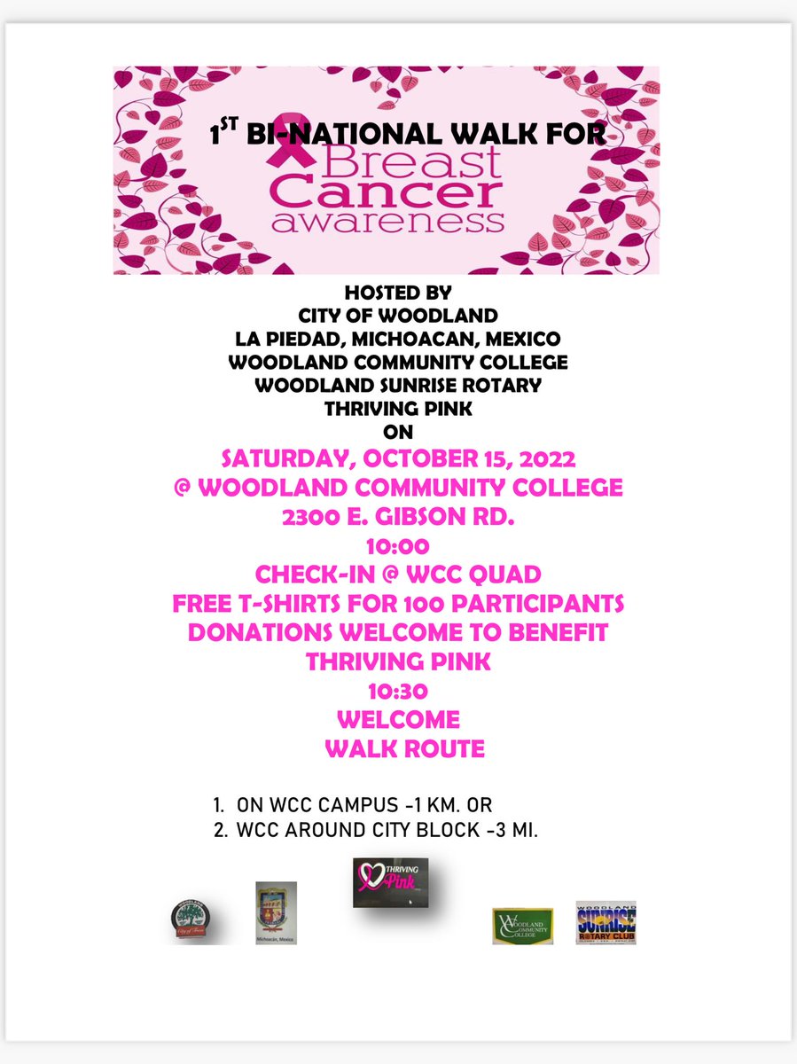 🎗💕Hey WCC students, join us on Saturday, October 15th for our bi-national walk for breast cancer awareness! Check out our flyer for details🎗💕