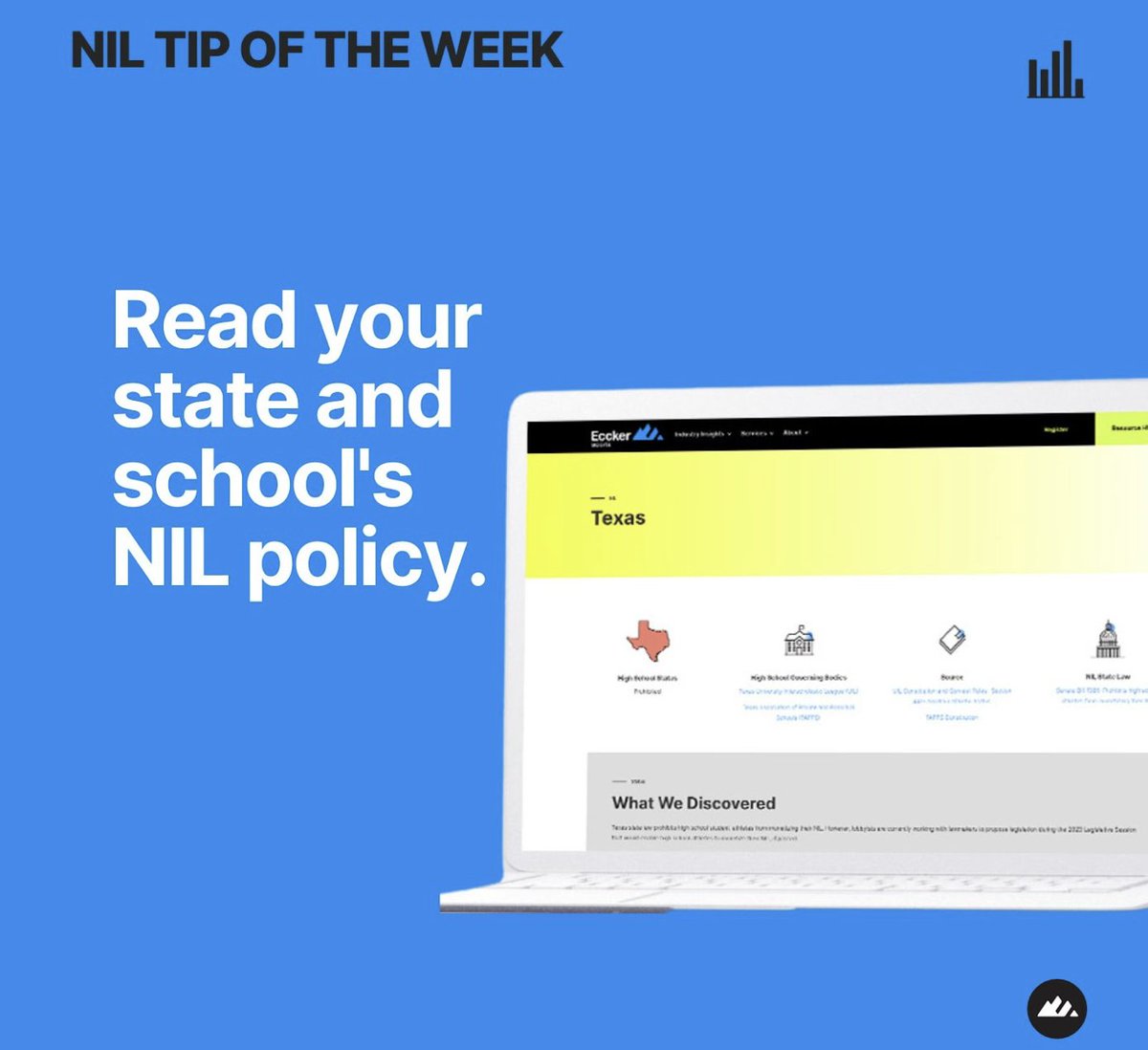 🚨 NIL Tip of the Week 🚨 Recruits - Reading up on the policies and procedures is a great place to start when diving into #NIL! You can do this by selecting your state on the interactive Map! Select your state below, to see your state's NIL policies ⬇️ ecckersports.com/resource-hub/