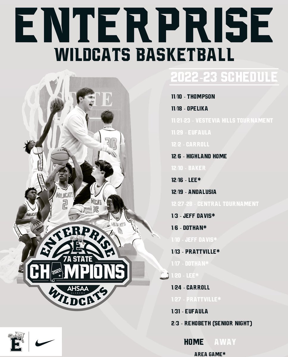 WILDCAT__HOOPS's tweet photo. 2022-23 ENTERPRISE WILDCATS BASKETBALL SCHEDULE

We can’t wait to see you in WILDCAT ARENA!

#EAT https://t.co/OKj3FwfycX