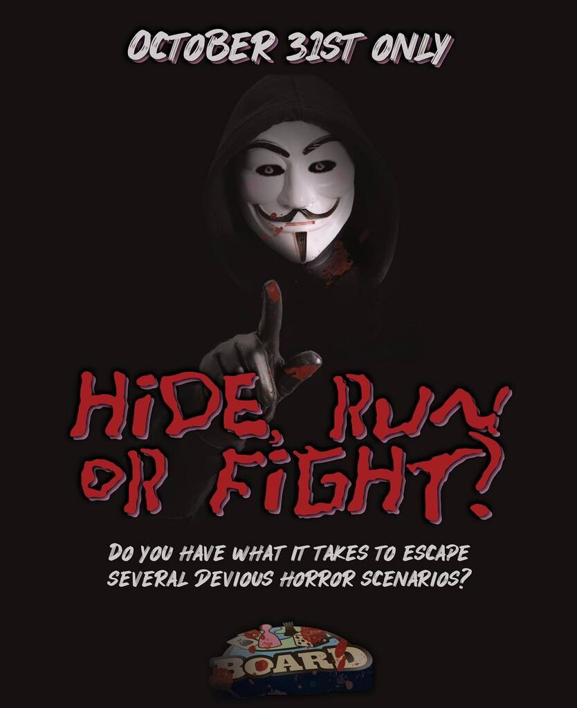 PlayAtBoard's tweet image. A creepy masked group of 3 people have cut your power and come into your home. They will be outside your room in 60 seconds. Within reach is your phone, your alarm clock, or your lamp. What do you do? Choose wisely 💀 

This October 31st we are runnin… instagr.am/p/CjnuS-dswuj/