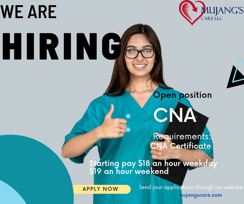 Mujangscare's tweet photo. Now Hiring CNA’S
Starting Pay $18 an hour and weekend $19 an hour
Apply at https://t.co/LXwOC5557t
#mujang’sCare #mujangscare #homehealthcare #seniorcare #homecare #elderlycare #caregiving #health #homehealth #caregivers #seniorliving #assistedliving #KindNeighbors #Hospice https://t.co/Ut4XzFQL5y