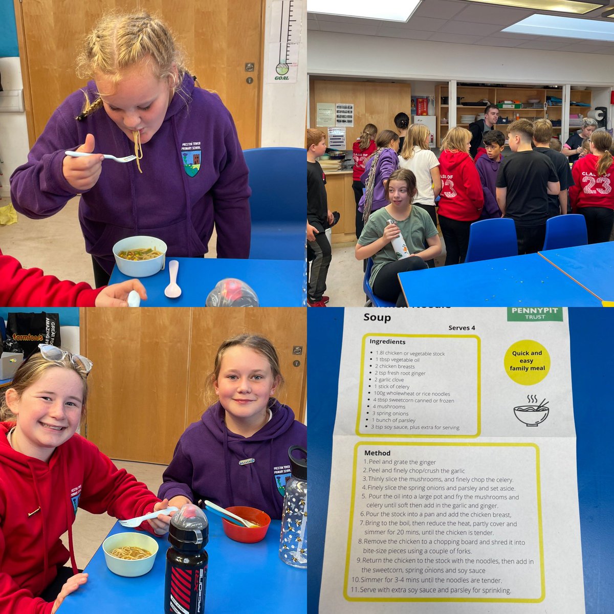 P7L had their second cooking lesson with @PennypitTrust 🧑‍🍳 They made delicious chicken noodle soup and some pupils even had 3rds!! #communitylearning #partnershipworking #lifeskills #cooking #nutrition #eatwellforless #tryingnewfoods