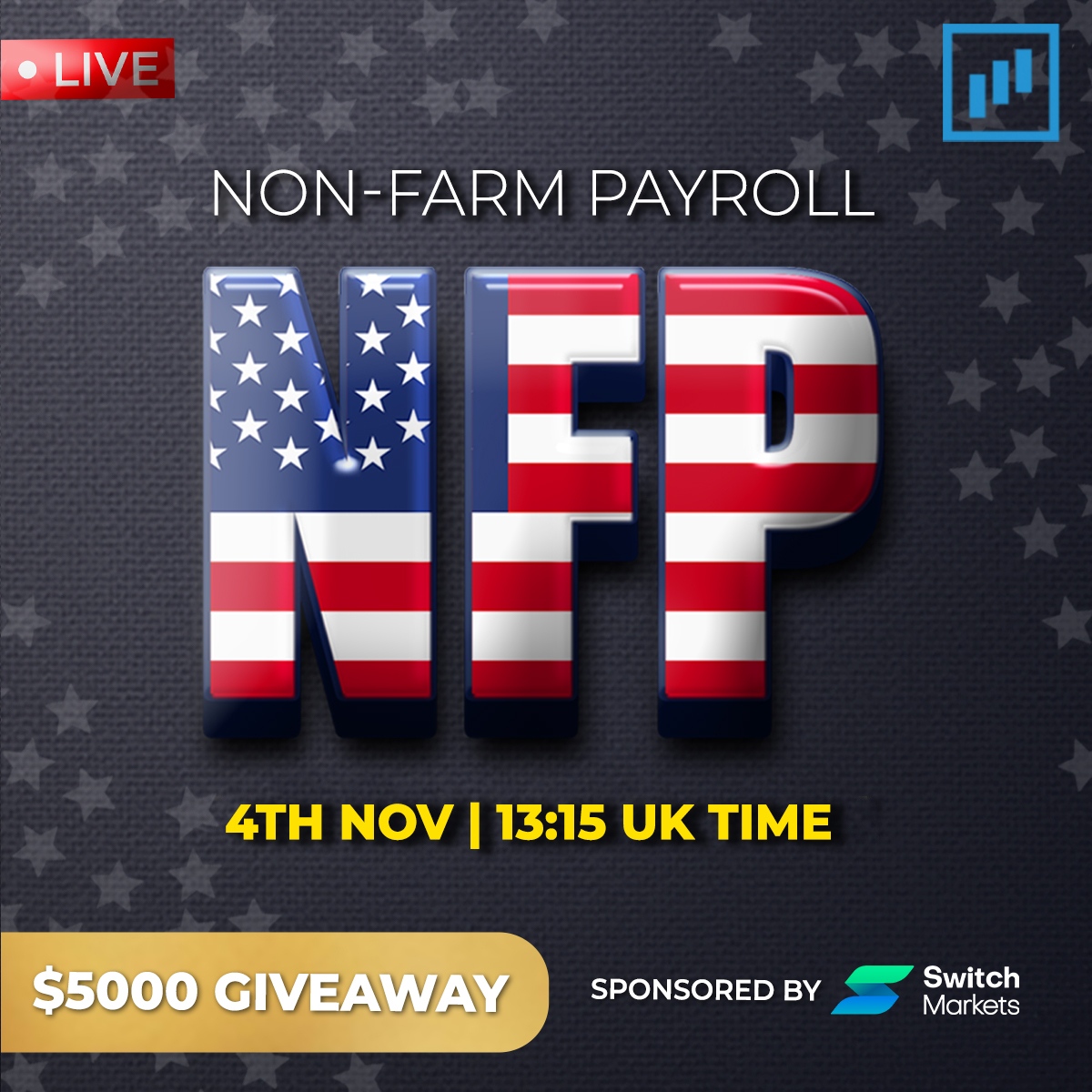 ForexSignalsFTW's tweet photo. 🎉 Let's trade the Non-Farm Payroll !!

ForexSignals is giving away $5,000 🤑 in prizes during the LIVE NFP Stream on November 4th at 13:15 UK Time! 

Hurry up and register now to join this amazing 🎁 giveaway 👉 https://t.co/woGQxYcLc1

#nfp #forexsignalscom #nfpstream https://t.co/bAyoFCrrWI