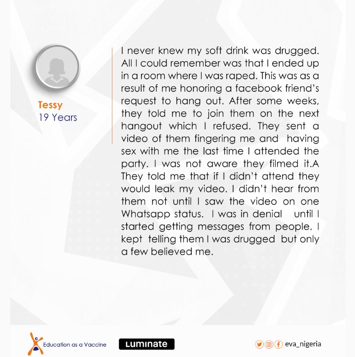 The effect of online harrassment is far more damaging as it affect the emotional well-being of the victims.
#DigitalRightourRights
#SafetoSurf
#Notoonlineharassment
<a href="/EVA_Nigeria/">Education as a Vaccine Nigeria</a> @luminategroup @policyorg <a href="/ICFJ/">International Center for Journalists</a> <a href="/Mediacareerngr/">MediaCareerDevelopmentNetwork</a> <a href="/TechHerNg/">TechHerNG</a>