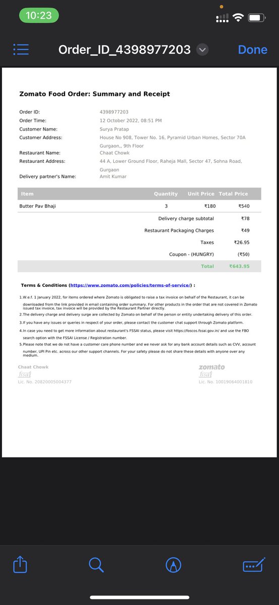 Spbannaji's tweet photo. As always @zomato @zomatocare @deepigoyal pathetic service and response you guys have. Charged me for 3 add-ons but received only one and your support executives are not able to understand same. Refer attached snaps. @jagograhakjago @fooddeptgoi @food_haryana https://t.co/vnrl7W8S70