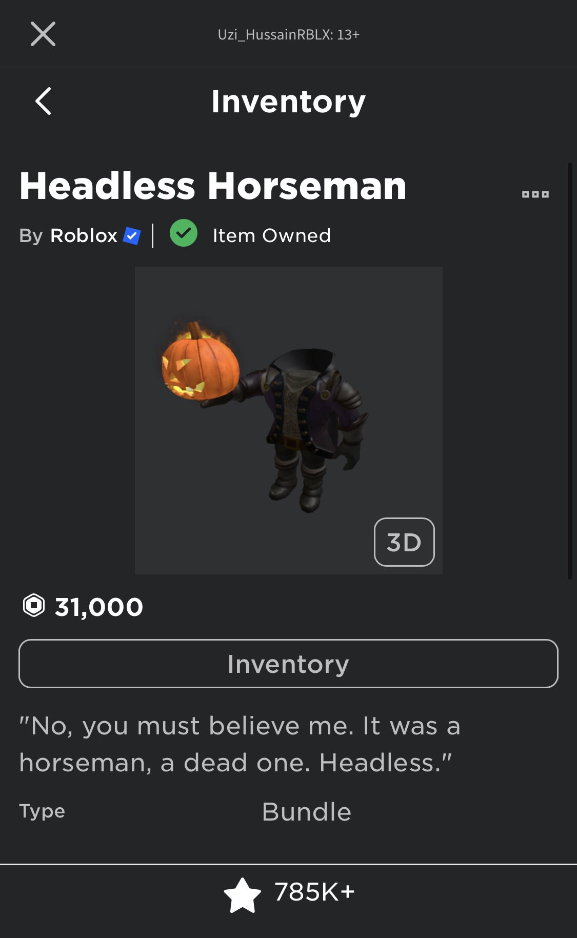 Gembu 𝕏 on X: Update: Roblox has already begun removing the free headless  horseman inventory from users #Roblox #HeadlessHorseman   / X