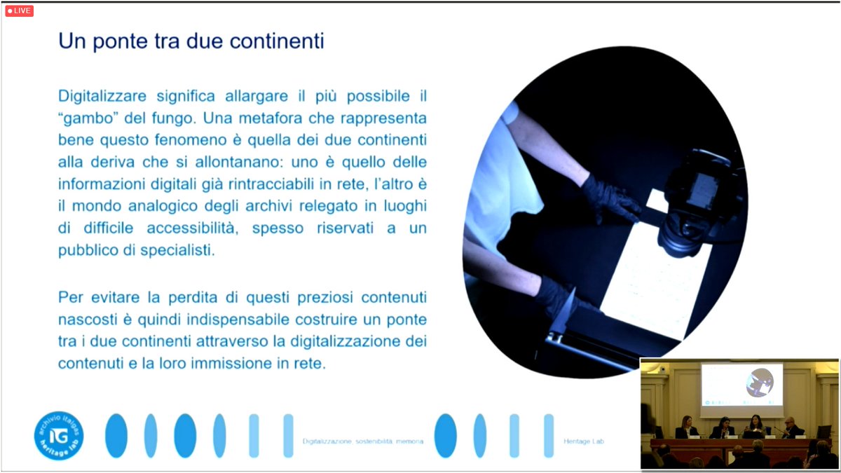 Italgas's tweet photo. "Per non perdere contenuti preziosi bisogna costruire un ponte tra digitale e analogico attraverso la #Digitalizzazione e l'immissione in rete di materiali." Ne parla Katya Corvino, Responsabile #HeritageLab di Italgas a "Ambiente, biodiversità, territori nelle memorie del Paese" https://t.co/8tVlKzArzm