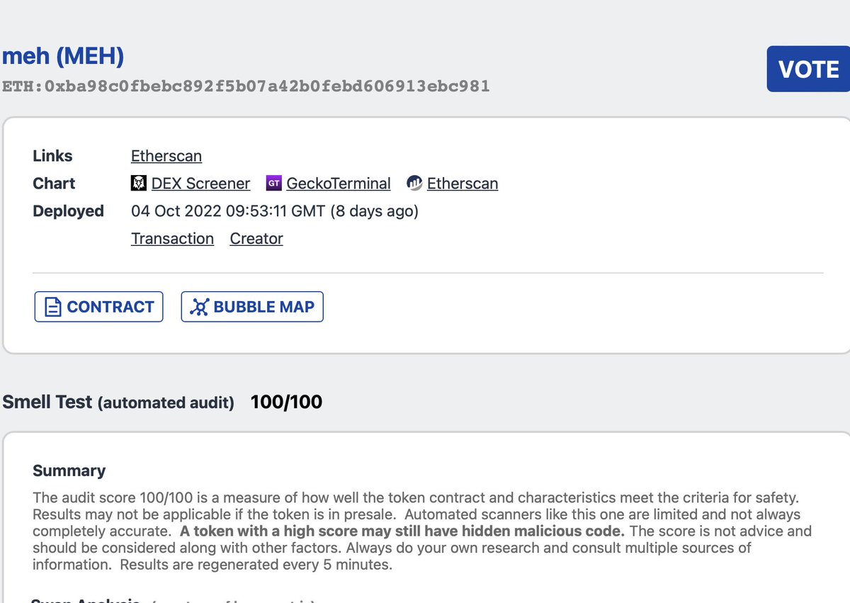 MehToken's tweet image. $meh tax is now 0, as per the plan

The team needed some tax to get it listed, and get few things running

Ownership is now renounced: etherscan.io/tx/0xd3db53c42…