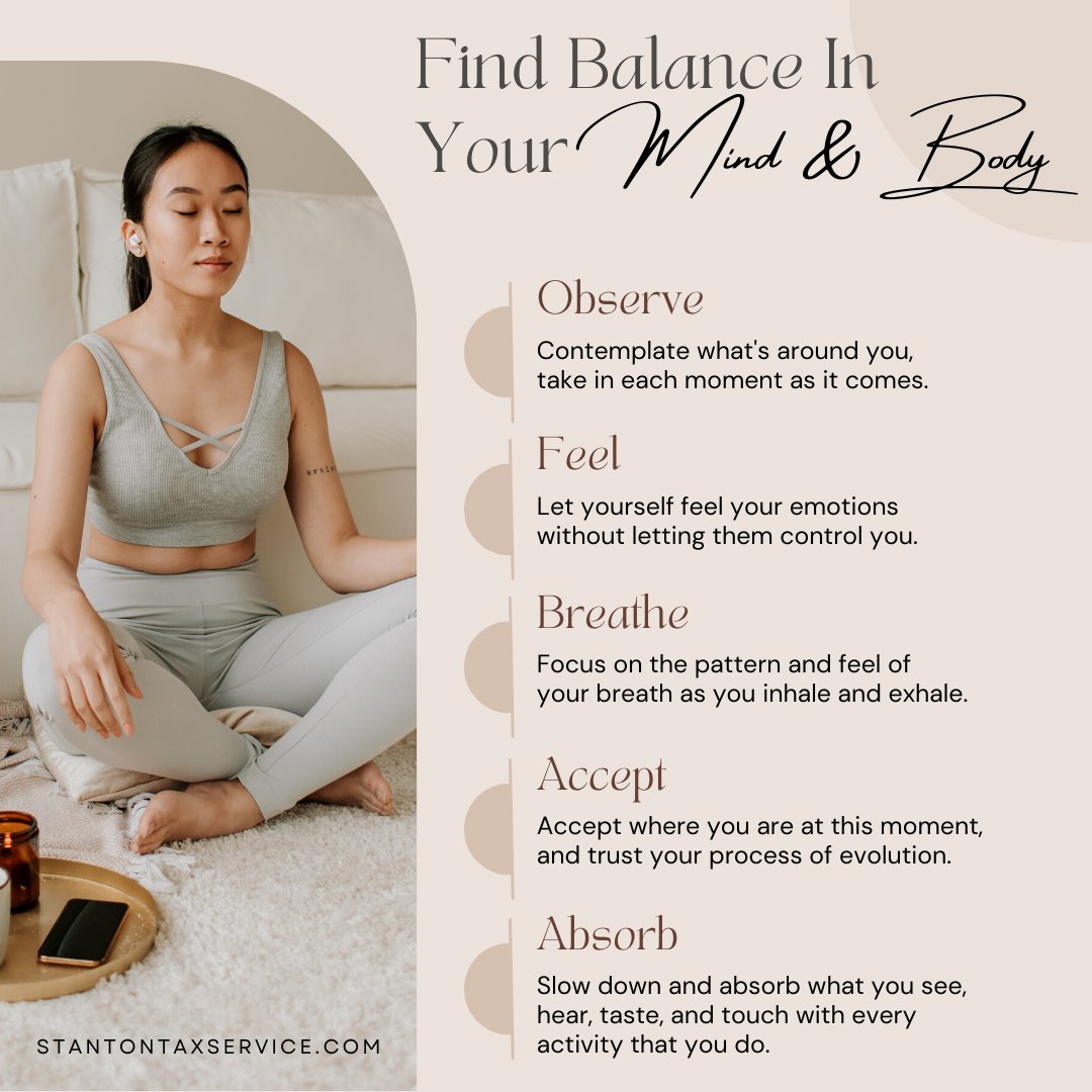 stantontax1's tweet photo. Here are the 5 ways to find a balance in your mind and body and succeed in what you do! 👍

#mindfulness #mindfullife #mindfulmoment #mindfulnessmeditation #mindset #body #tipoftheday #mentalhealthawareness #positivevibes #mindcontrol #WellbeingWednesday https://t.co/0VVffxwdKm