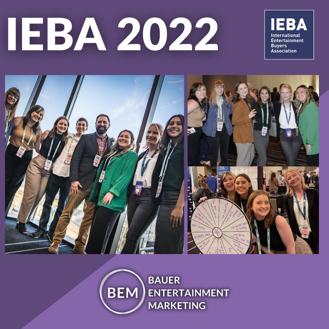 BauerEntMktg's tweet photo. #BEM had a BLAST at the @IEBAConference! 🤩
We've had the privilege of providing marketing support for this incredible event for the past 7 years and can't wait to do it again! Thank you to #IEBA, the attendees, & everyone who stopped by our Late-Night Lounge. 💜 #IEBA2022 https://t.co/DwTAv3XpTI