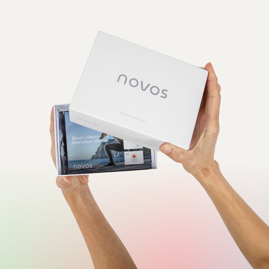 NovosLabs's tweet photo. Meet NOVOS Age! A simple to use at home blood test where you can learn about your rate of aging, biological age and telomere length. 3 tests in 1. https://t.co/Z6ssXxGXNq