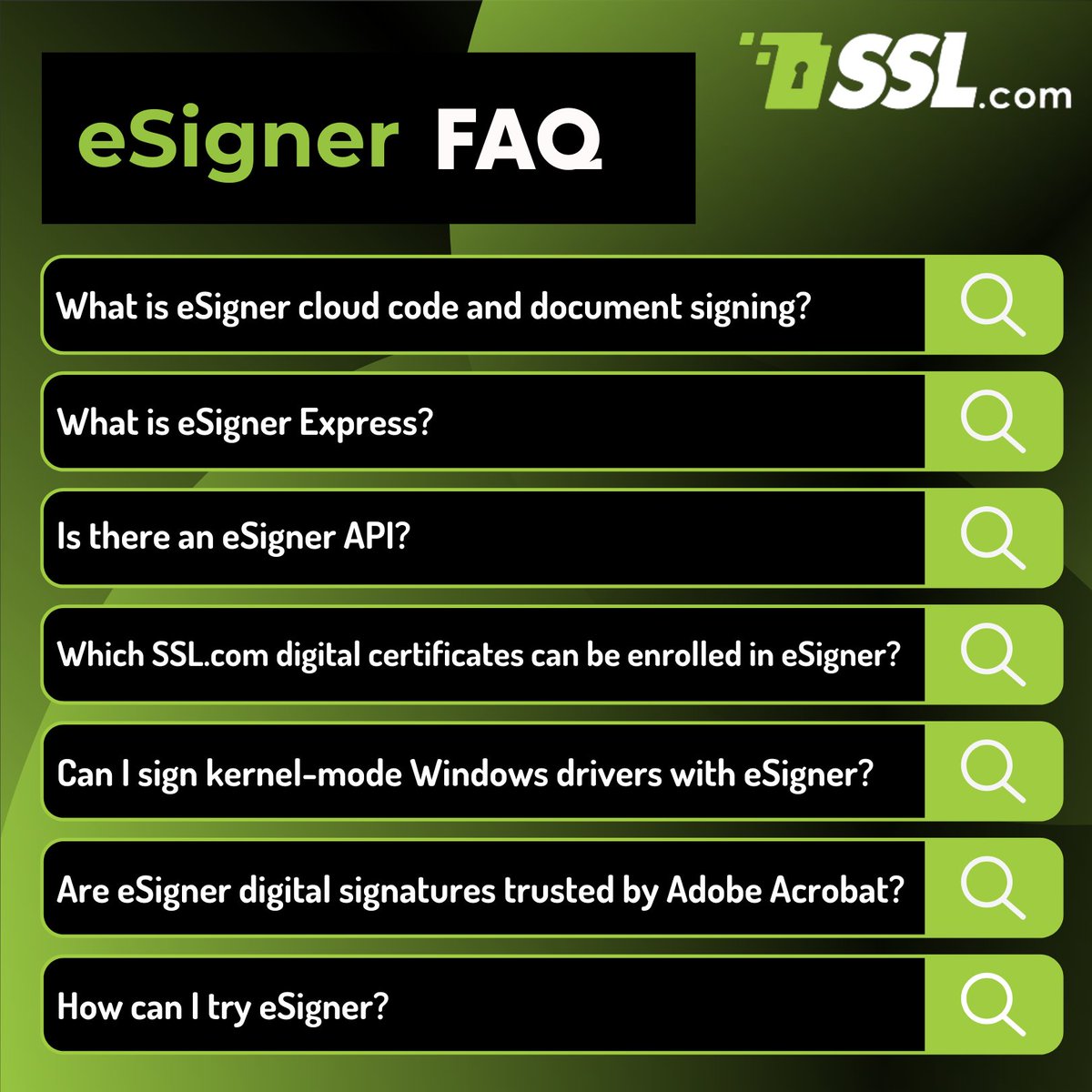 sslcorp's tweet image. You can find the answers to the questions below through our eSigner FAQ page: ow.ly/auby50L8n1k

#publickeyinfrastructure #cloudsigning #remotesigning #codesigning #documentsigning #cicd #digitalsignature #itsecuritysolutions #devops #cloudsecurity #adobeacrobat #api