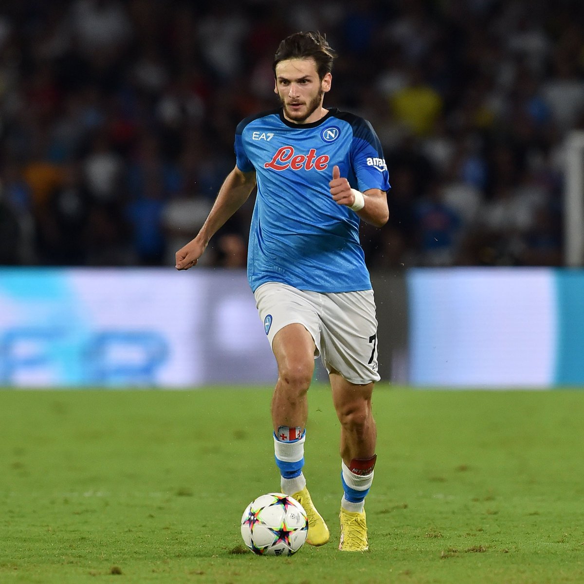 livescore's tweet photo. Just 𝗼𝗻𝗲 player has provided 3+ assists &amp; completed 10+ take-ons so far this #UCL season: 

Khvicha Kvaratskhelia 🇬🇪✨ https://t.co/3S0iCCD8IG