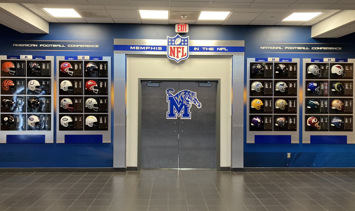 Much appreciation for @RSilverfield, @TheLandanSalem and the @MemphisFB support staff for their hospitality today! Great visit for the @NFLPABowl to learn about these #GoTigersGo seniors!